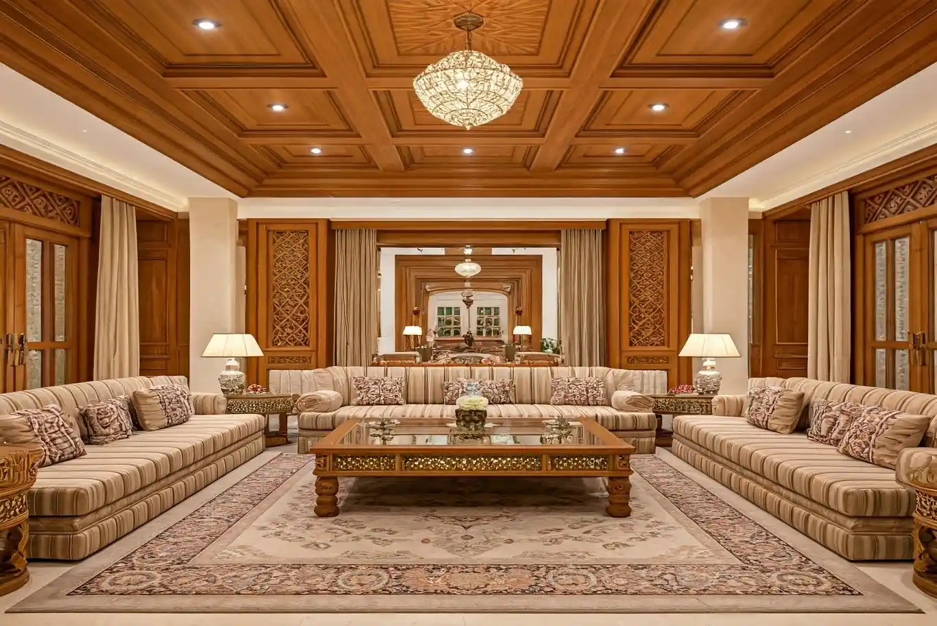 مجلس فيلا أنيق ومرتب قبل العزائم.